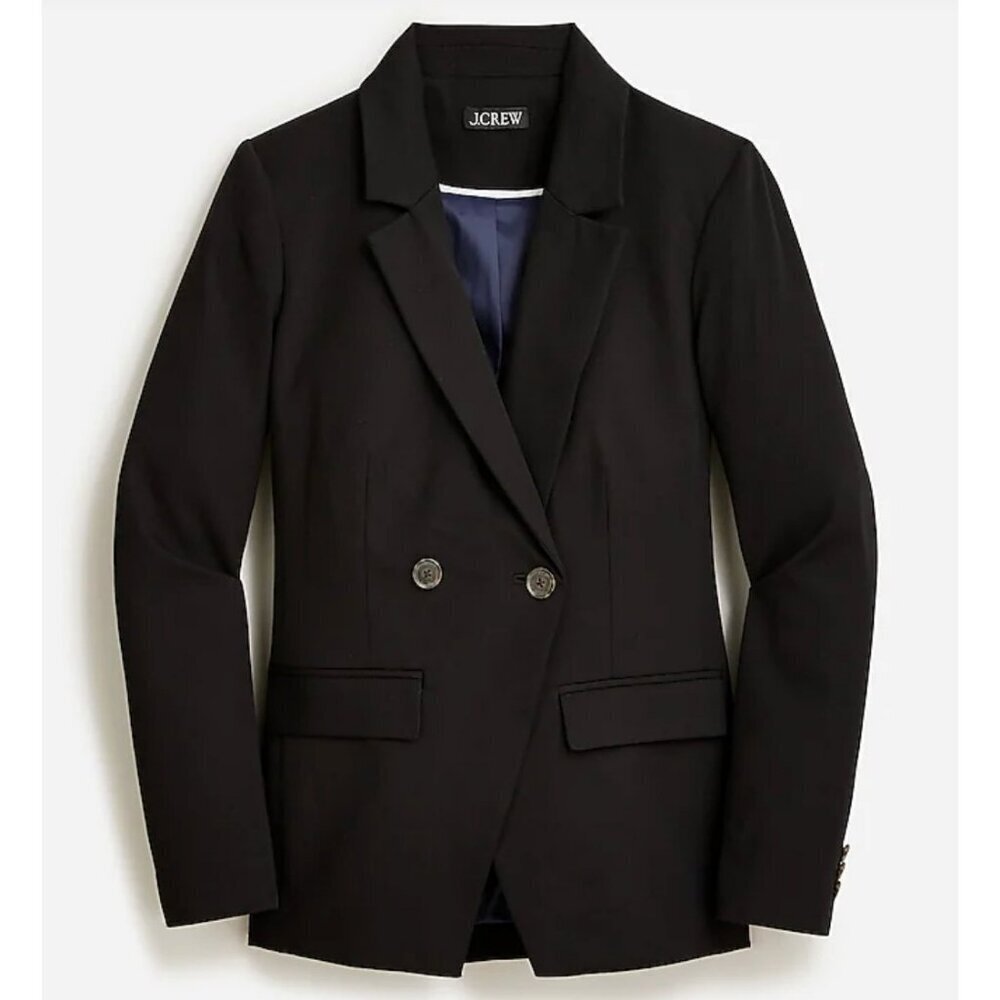 J.Crew $248 Tall Devon Blazer Bi-Stretch Cotton Blend Black Size T4 BP414
